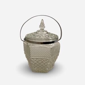 Anchor Hocking Wexford Pressed Glass Lidded Ice Bucket